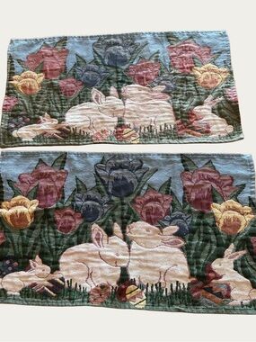Park B Smith Easter Bunny Rabbit tapestry placemats set of 2